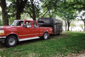 Pickup and Trailer for Horseback Riding